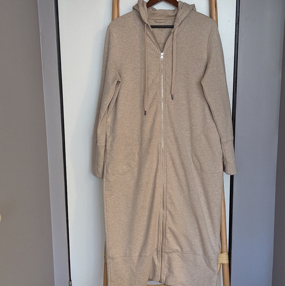 Garnet Hill Long Hooded Sweatshirt Jacket